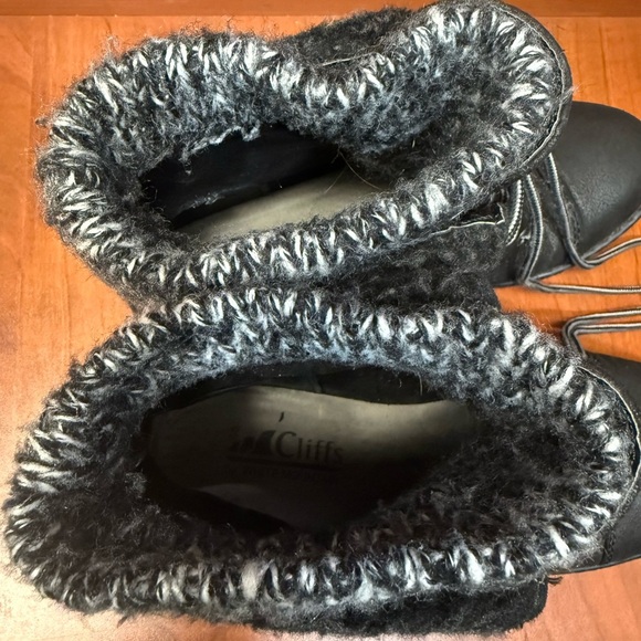 Cliffs by WHITE MOUNTAIN Black Moto Boots with Knit Cuff - Picture 2 of 8